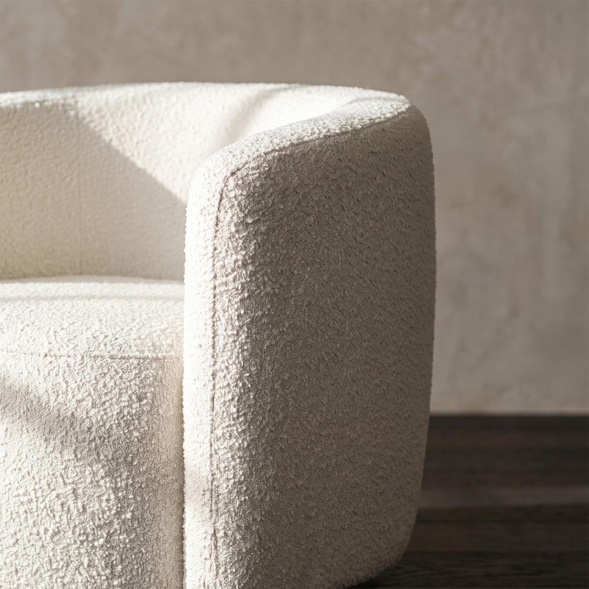 Oversized Cream Swivel Barrel Chair