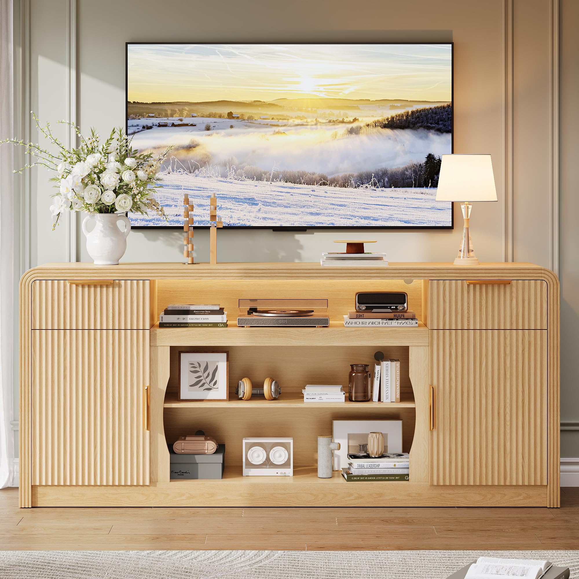 70" Fluted TV Stand with Storage