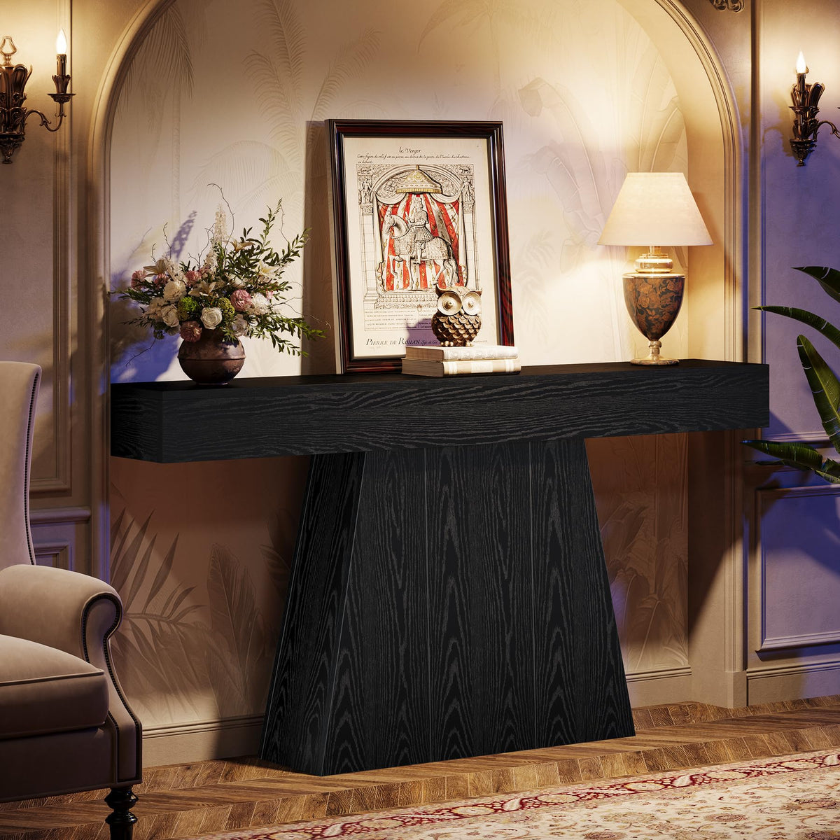 Black Trapezoidal Console Table