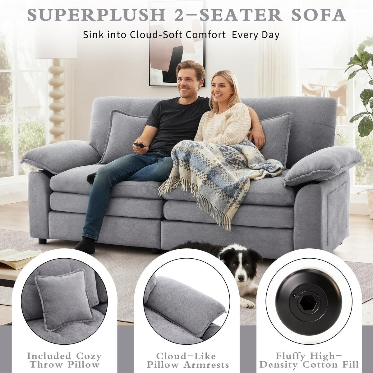 Chenille Loveseat with Side Pocket