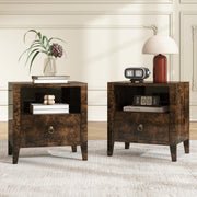 AMERLIFE Nightstand Set of 2 Mid Century Modern Bedside Table, Brown