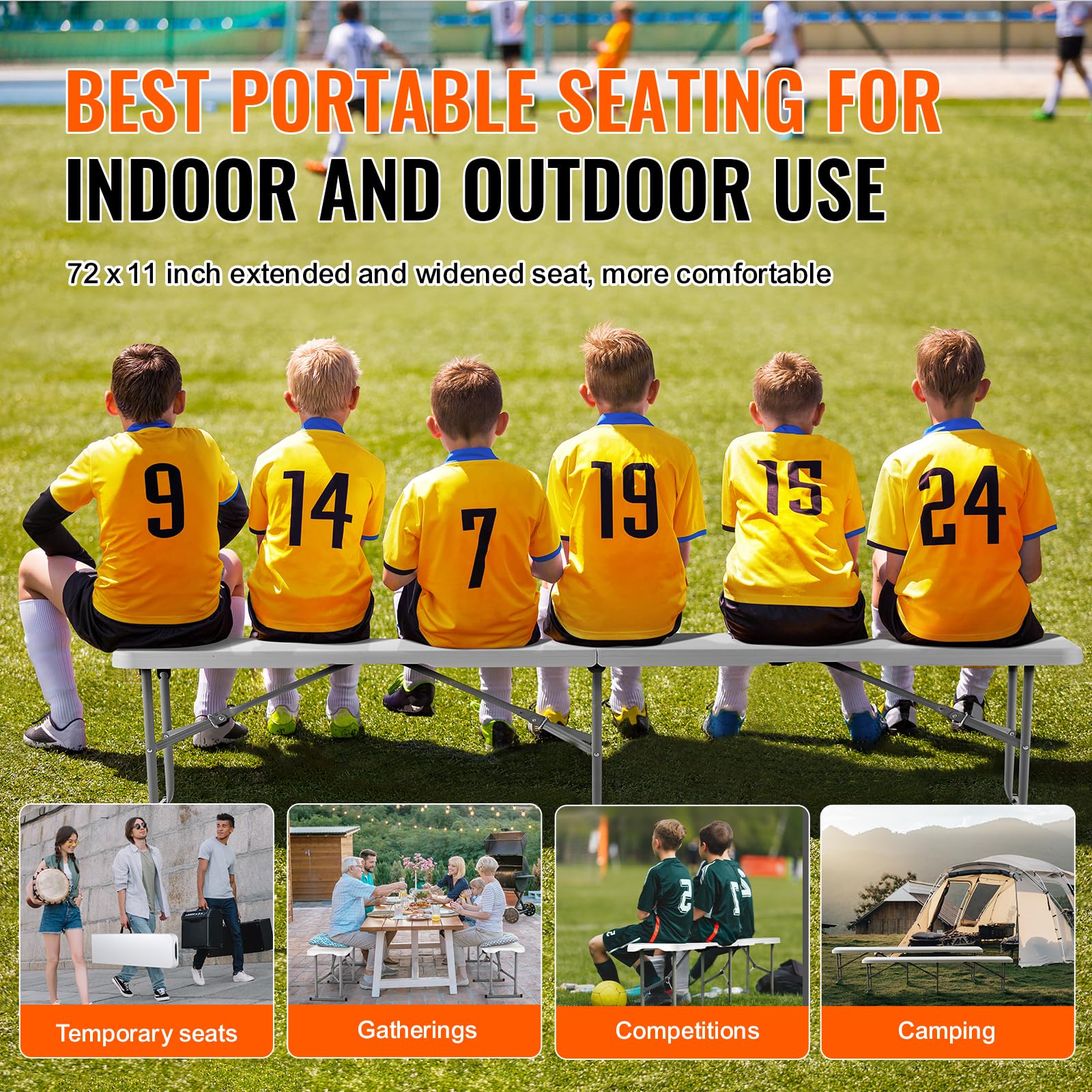6FT Folding Bench, 2-Pack