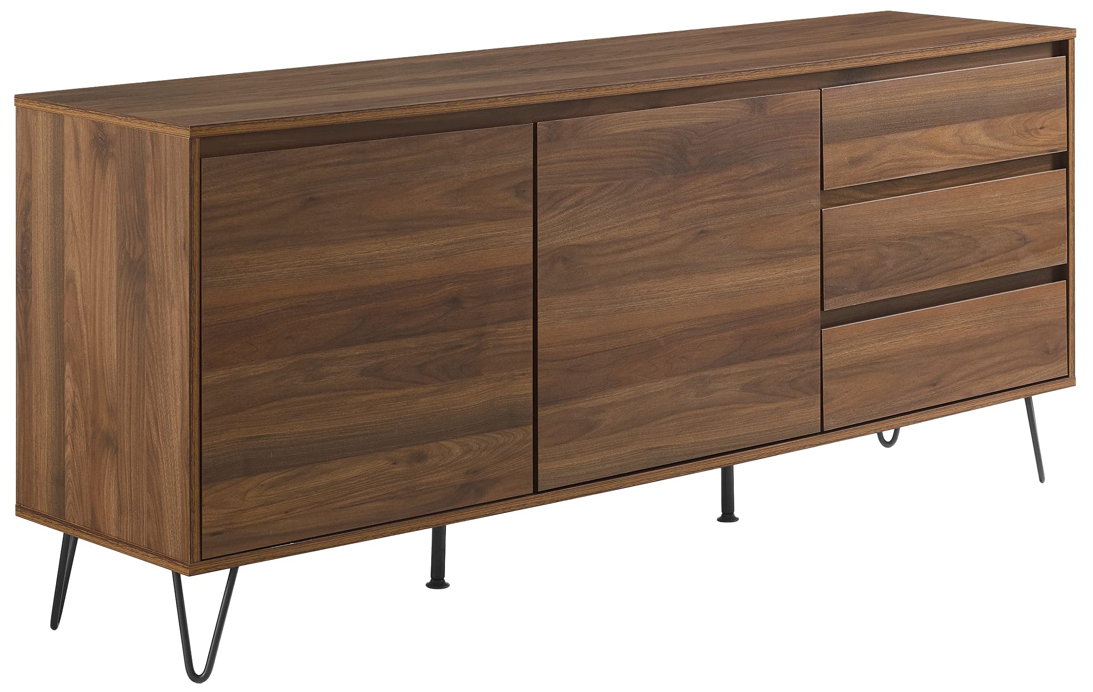 Mid-Century Record Storage Sideboard – Brown Oak