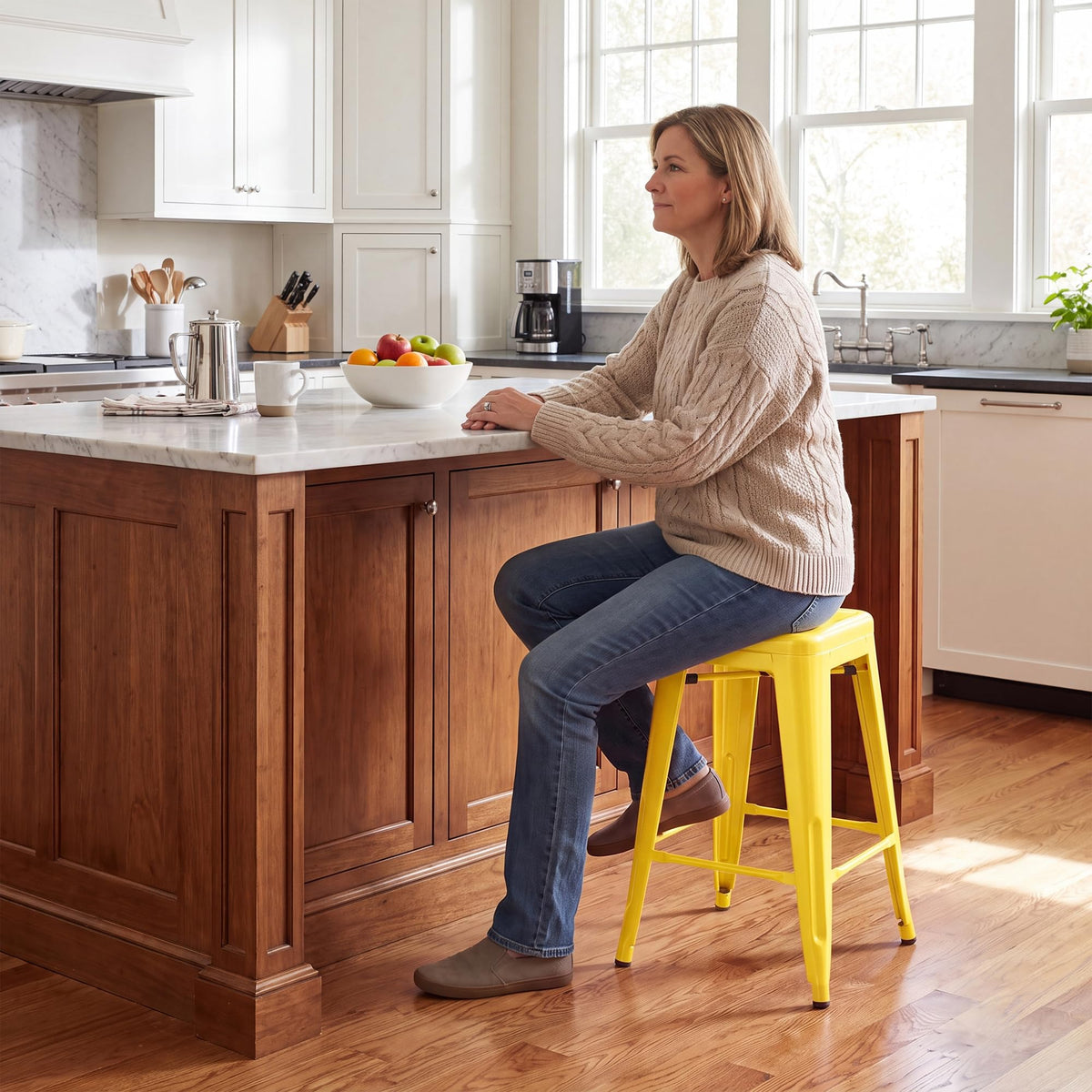 Stackable Metal Counter Stools, Set of 4