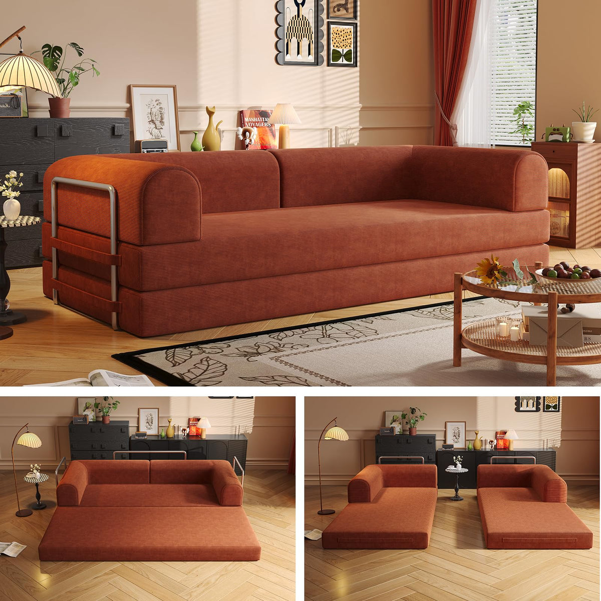 Convertible Corduroy Sofa Bed