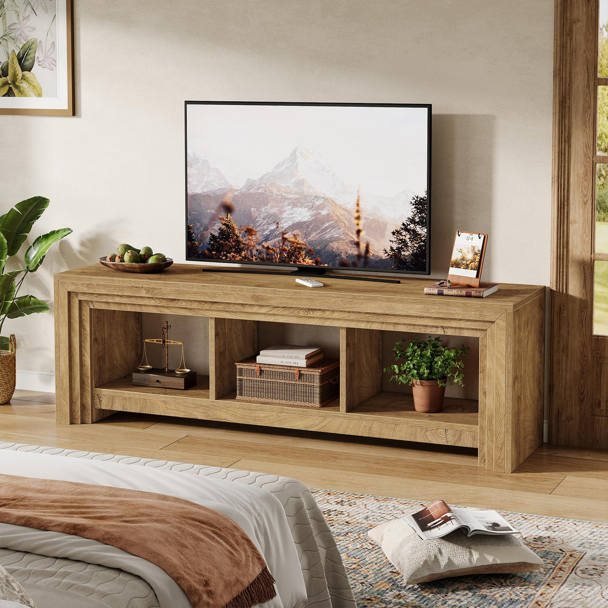 Tribesigns 63" TV Stand for TVs Up to 75 Inches, Wood Entertainment Center