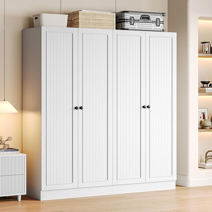4-Door Wardrobe Armoire with Drawers