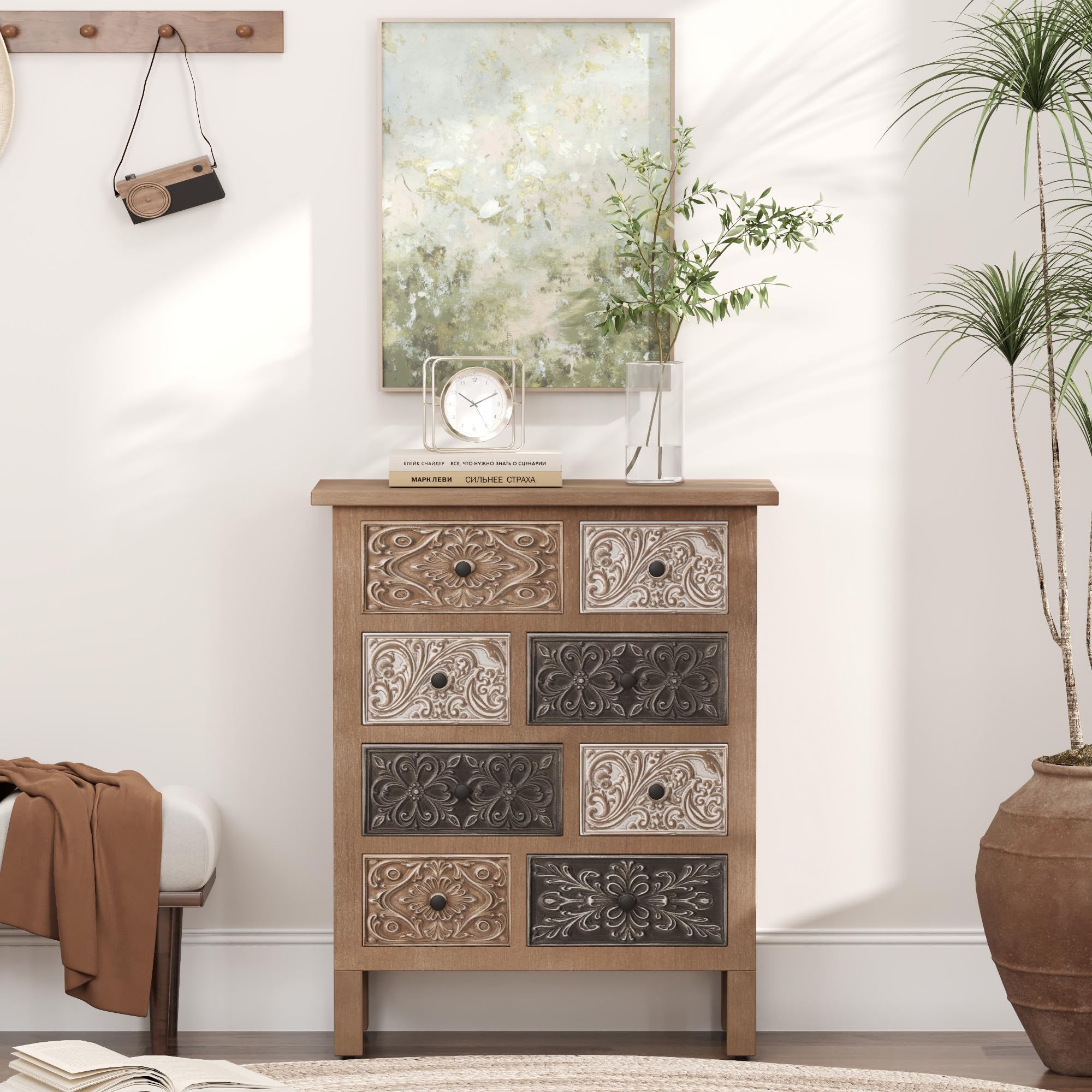 Vintage Wood Storage Cabinet with Drawers