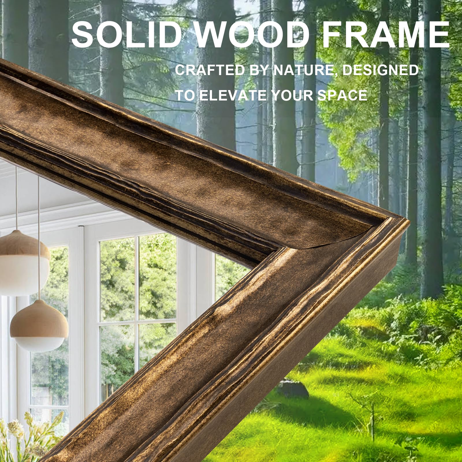 47"x24" Vintage Wood Framed Wall Mirror