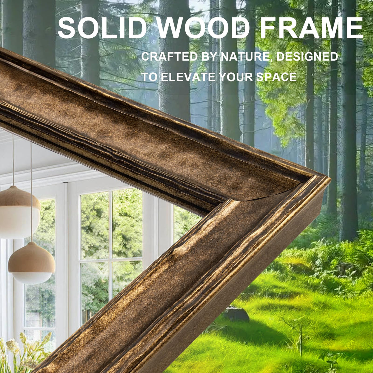 Distressed Solid Wood Wall Mirror