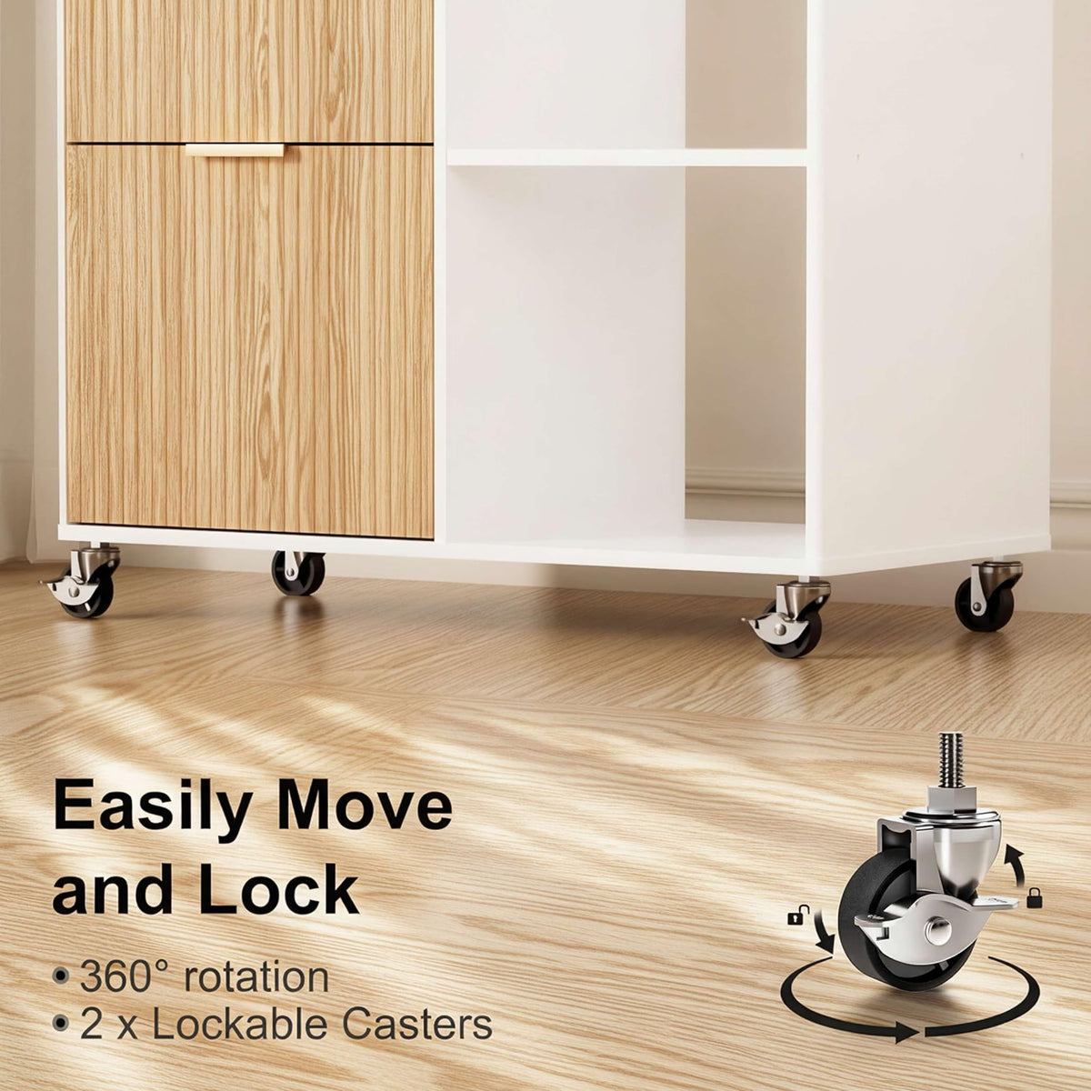 3-Drawer Fluted Mobile File Cabinet