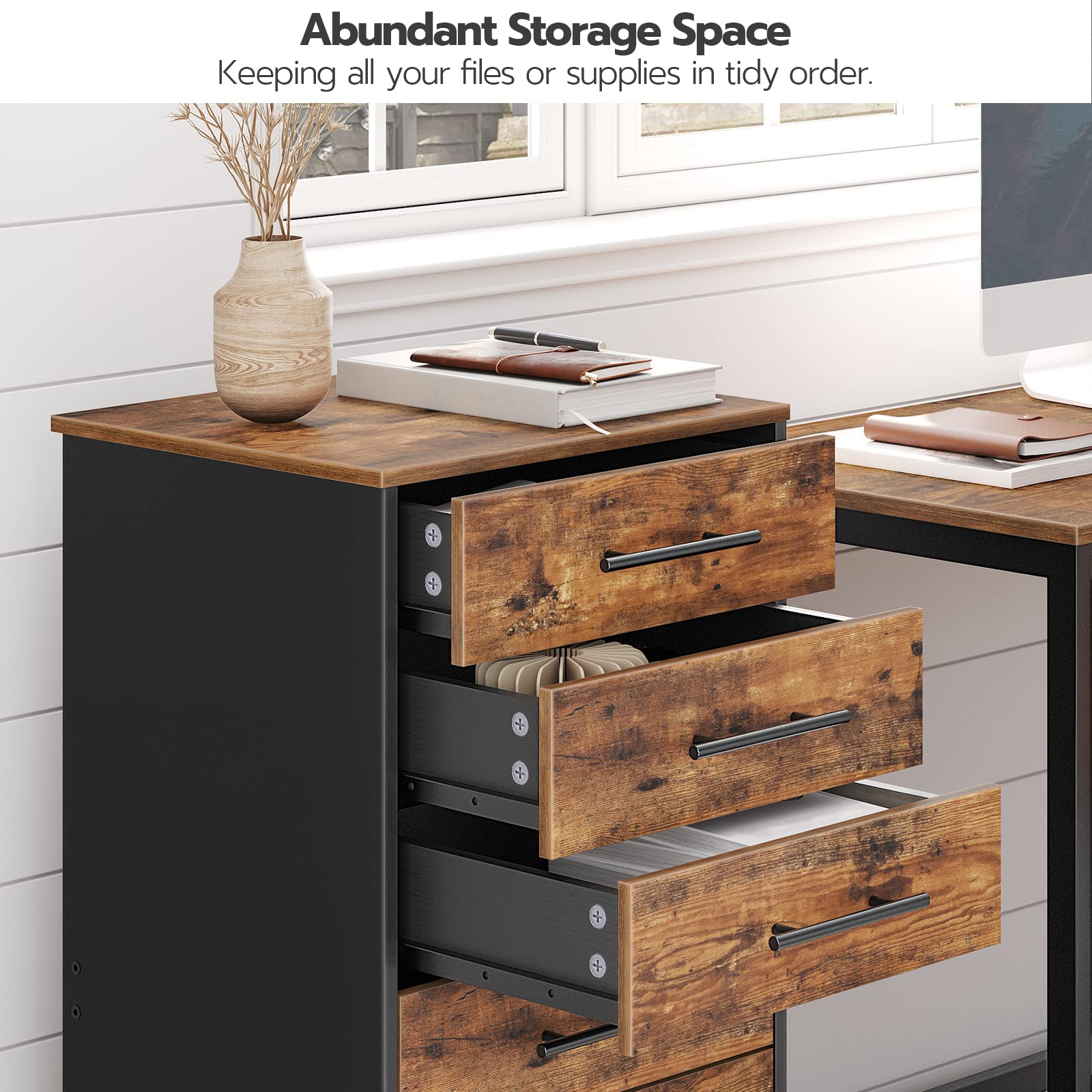7-Drawer File Cabinet with Wheels & Metal Handles