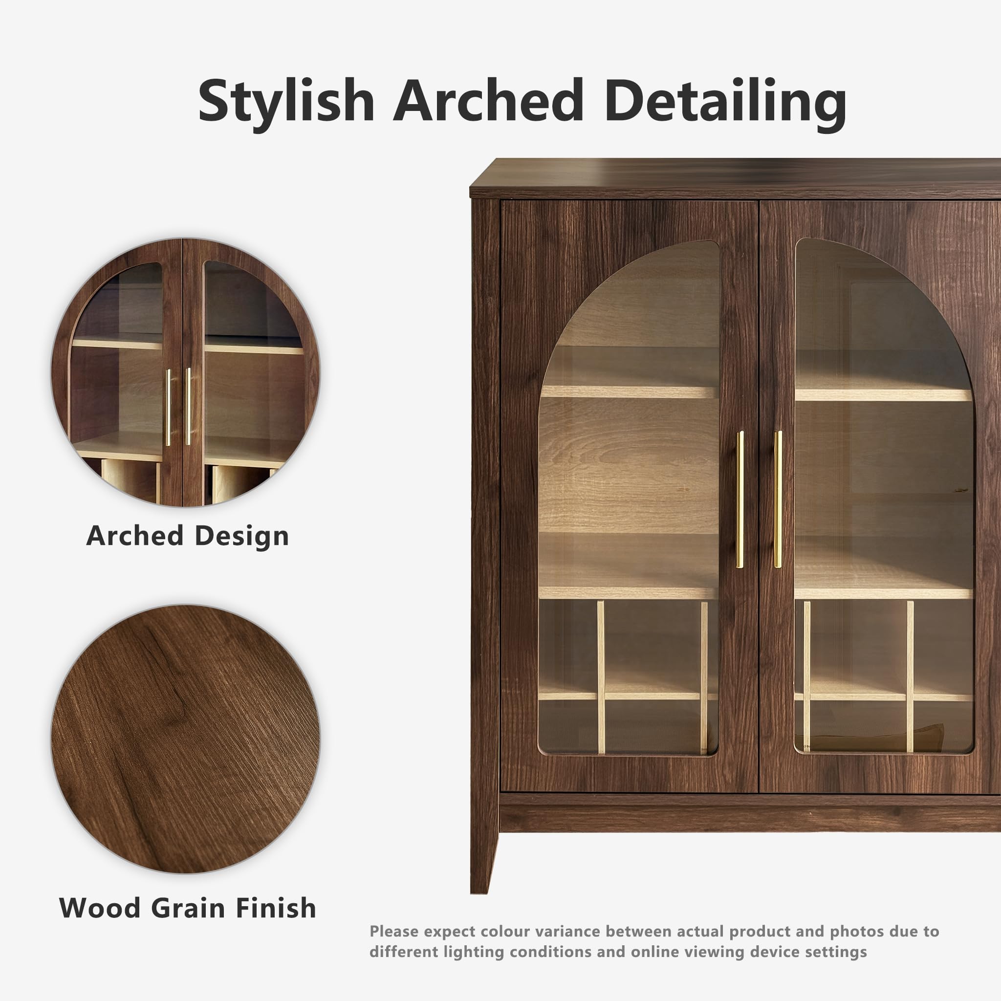 Mid-Century Modern Wine Bar Cabinet with Glass Doors
