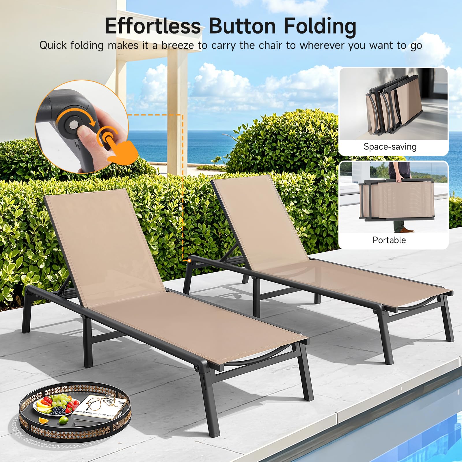 Folding Aluminum Chaise Lounge Chair