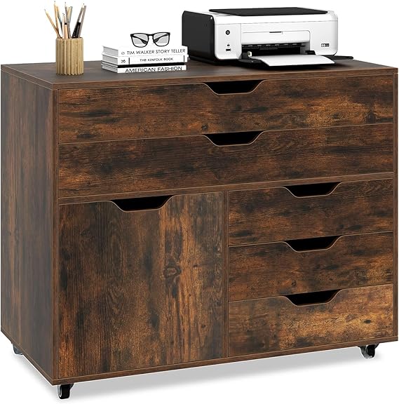 Rolling 5-Drawer File Cabinet with Wheels