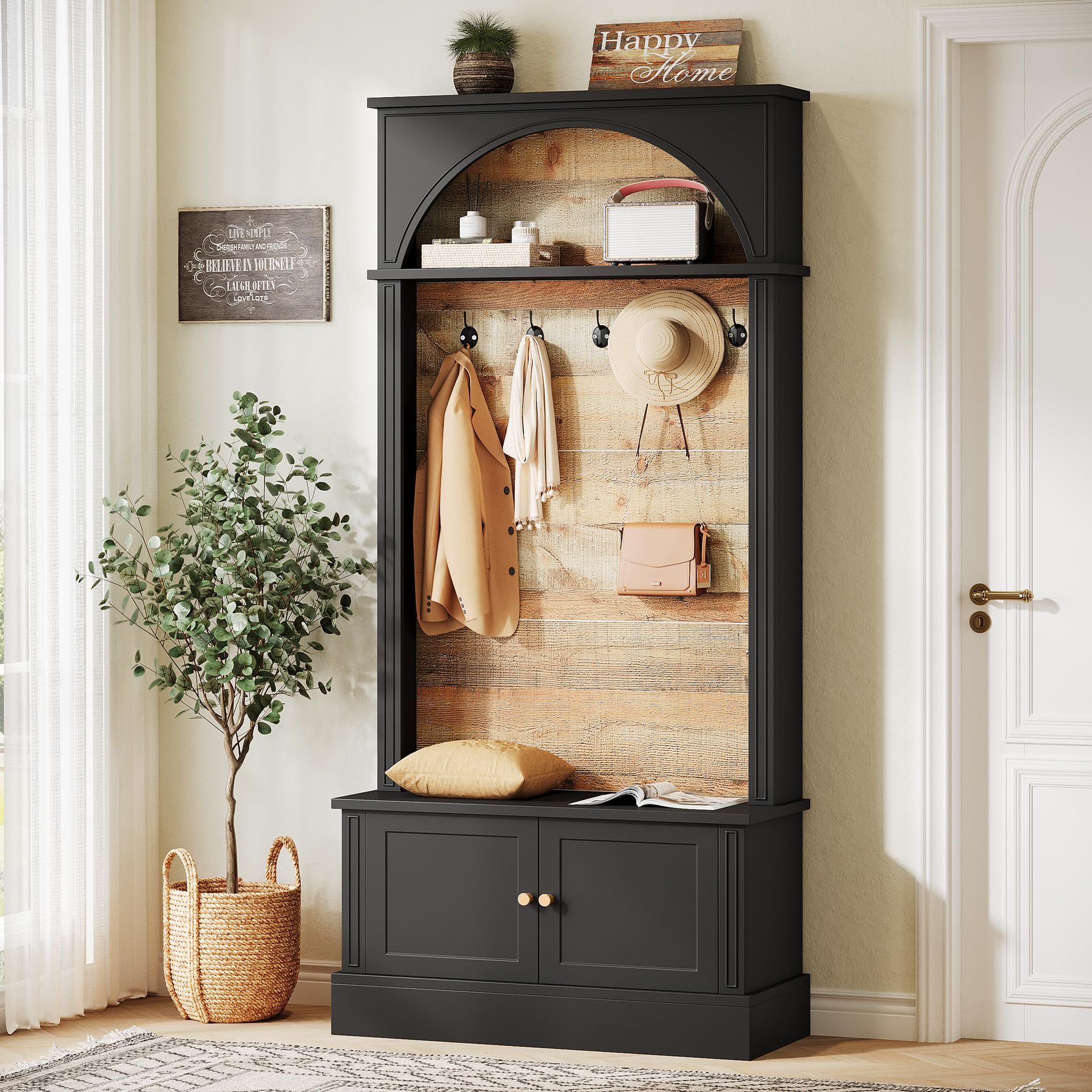 4-in-1 Hall Tree with Storage Bench, Coat Rack & Shoe Storage