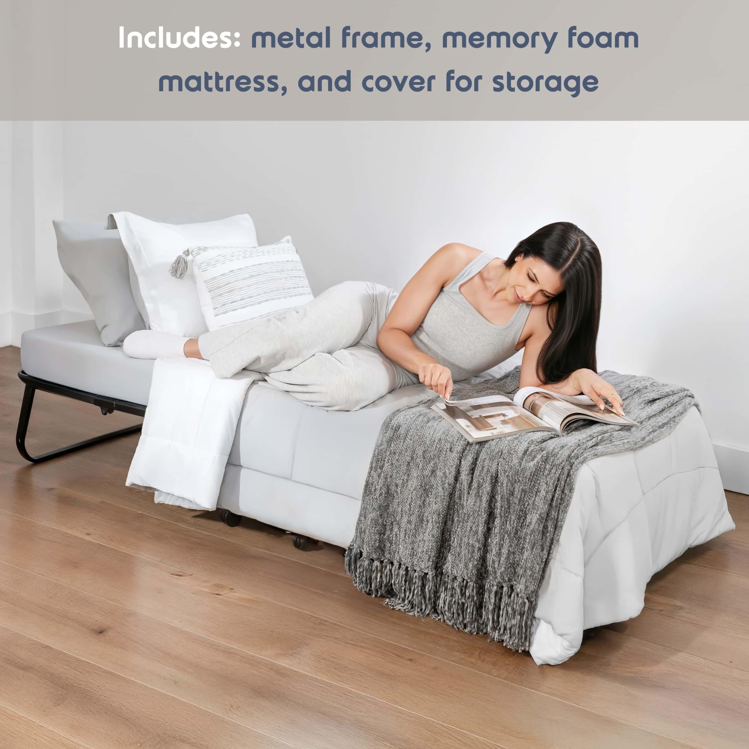 Twin Folding Bed with Memory Foam Mattress