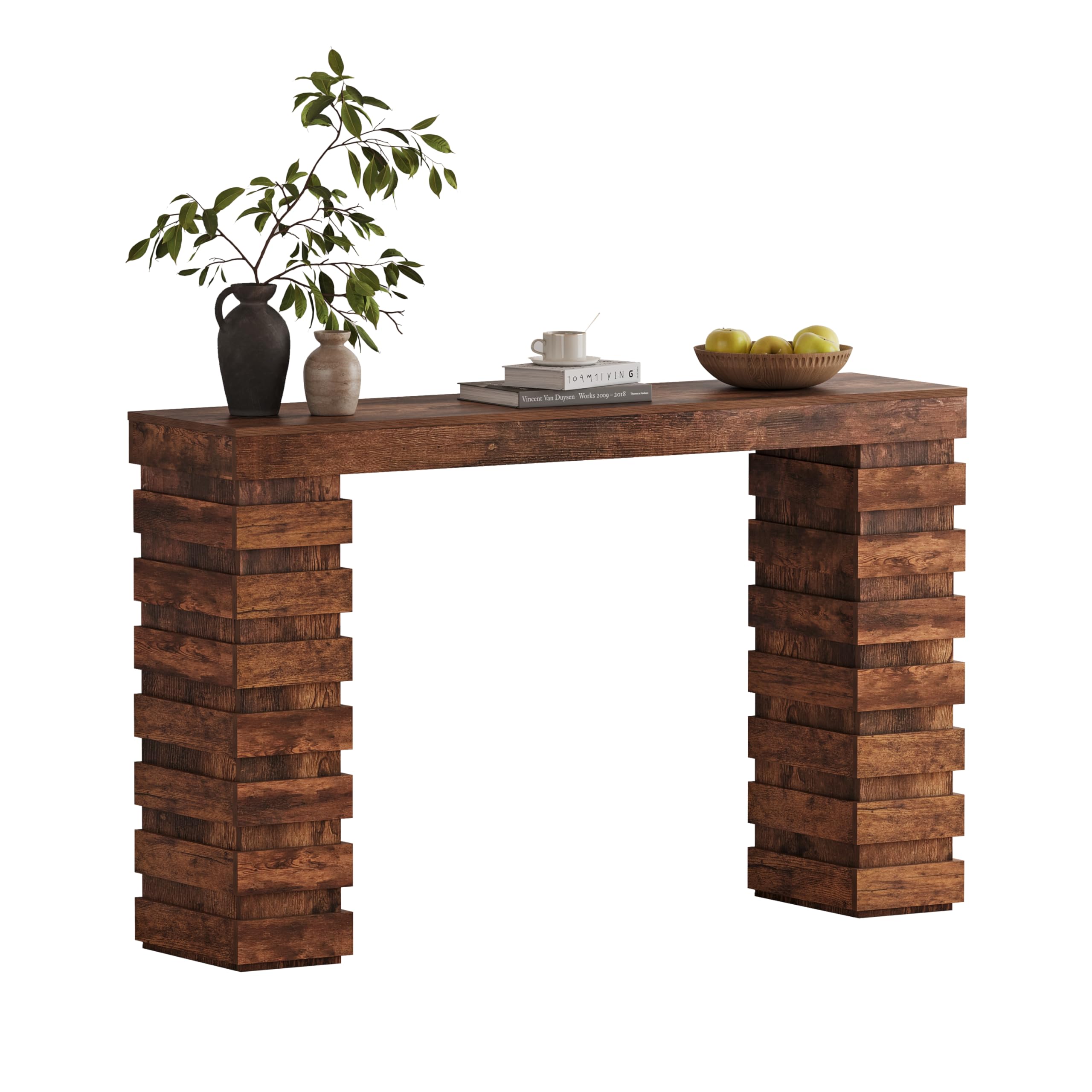 NinPeen 47.24" Long Console Table, Wood Entrance Table, Sofa Table Behind Couch, Industrial Console Table, Entryway Table for Contemporary Living Room, Entryway, or Hallway (Rustic Brown)