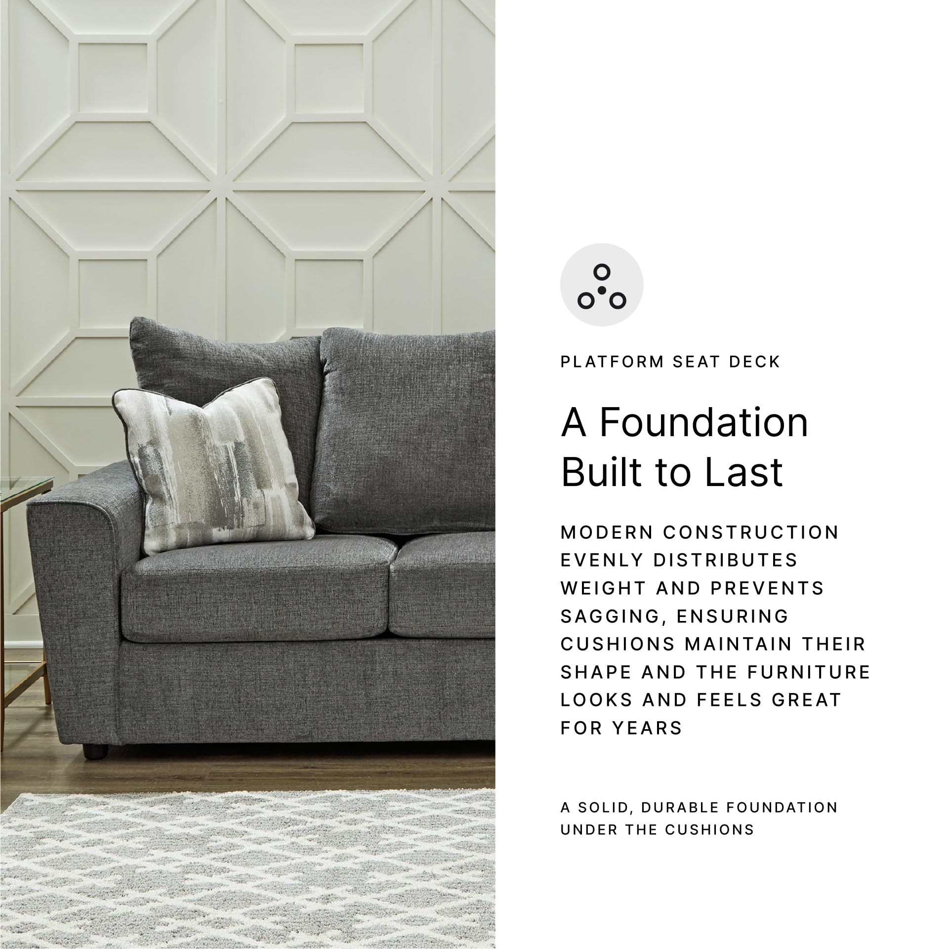 Dark Gray Flared Arm Chenille Sofa