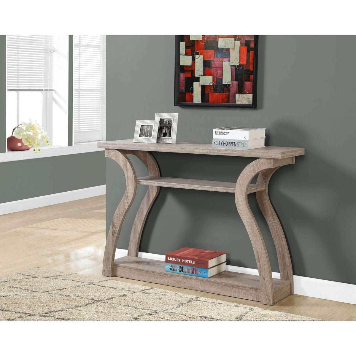 Dark Taupe 3-Tier Console Table