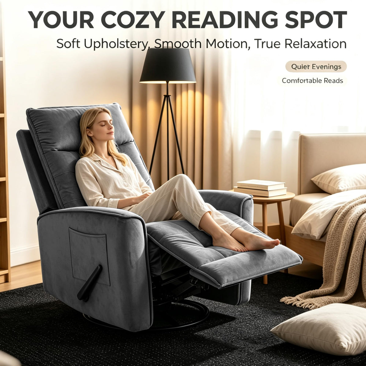 GNMLP2020 Swivel Rocker Recliner Chair Manual Rocking Chair Small Recliner