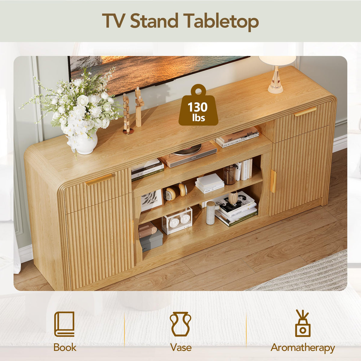 Fluted LED TV Stand