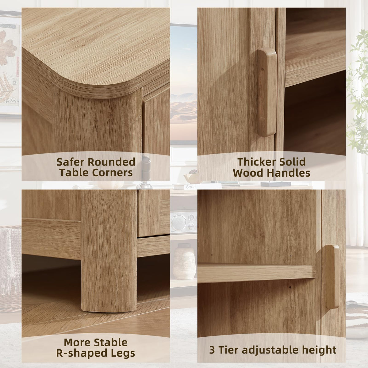 Joaxswe Farmhouse 55" Natural Oak Tv Stand, Tv Consoles for Living Room