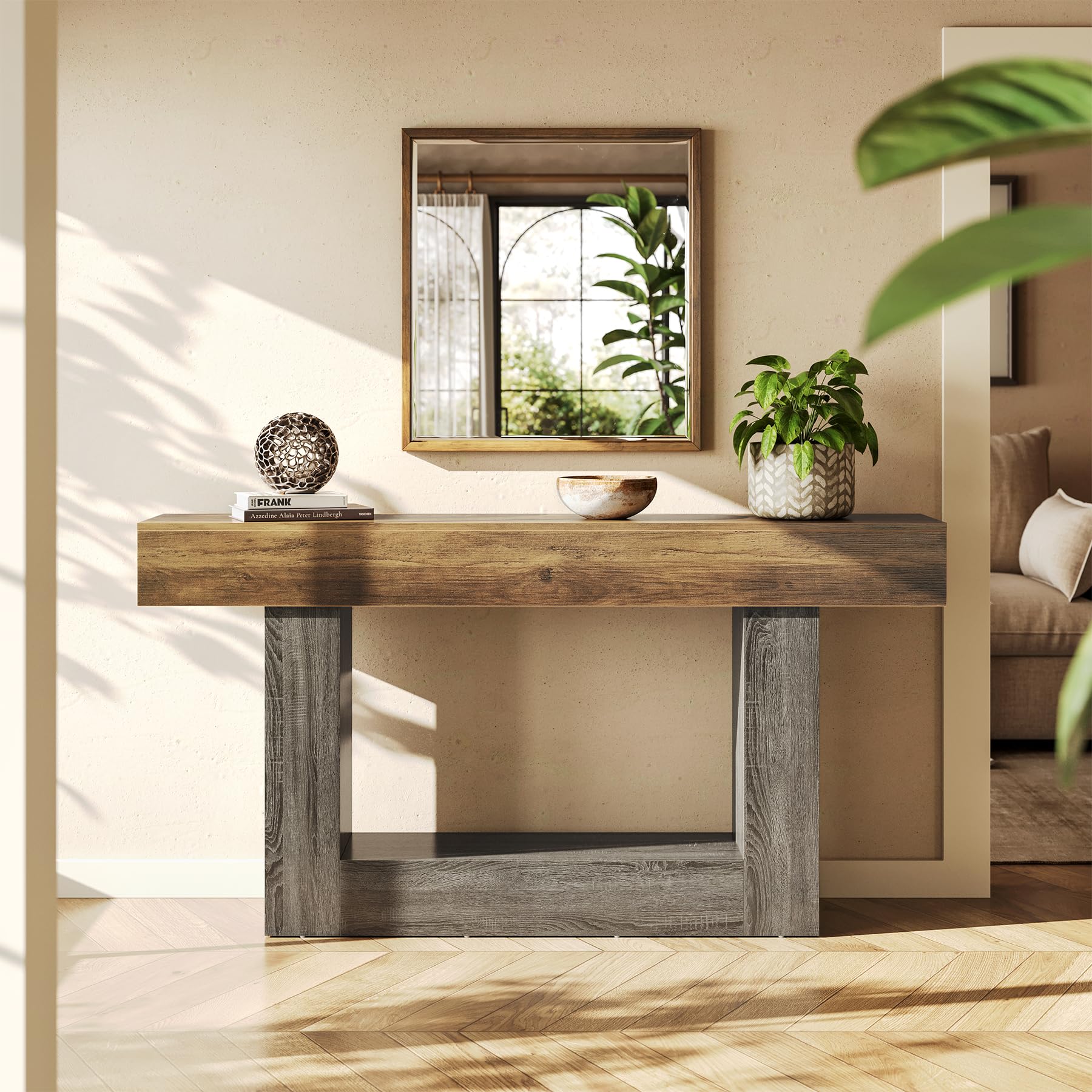 63-Inch 2-Tier Console Table