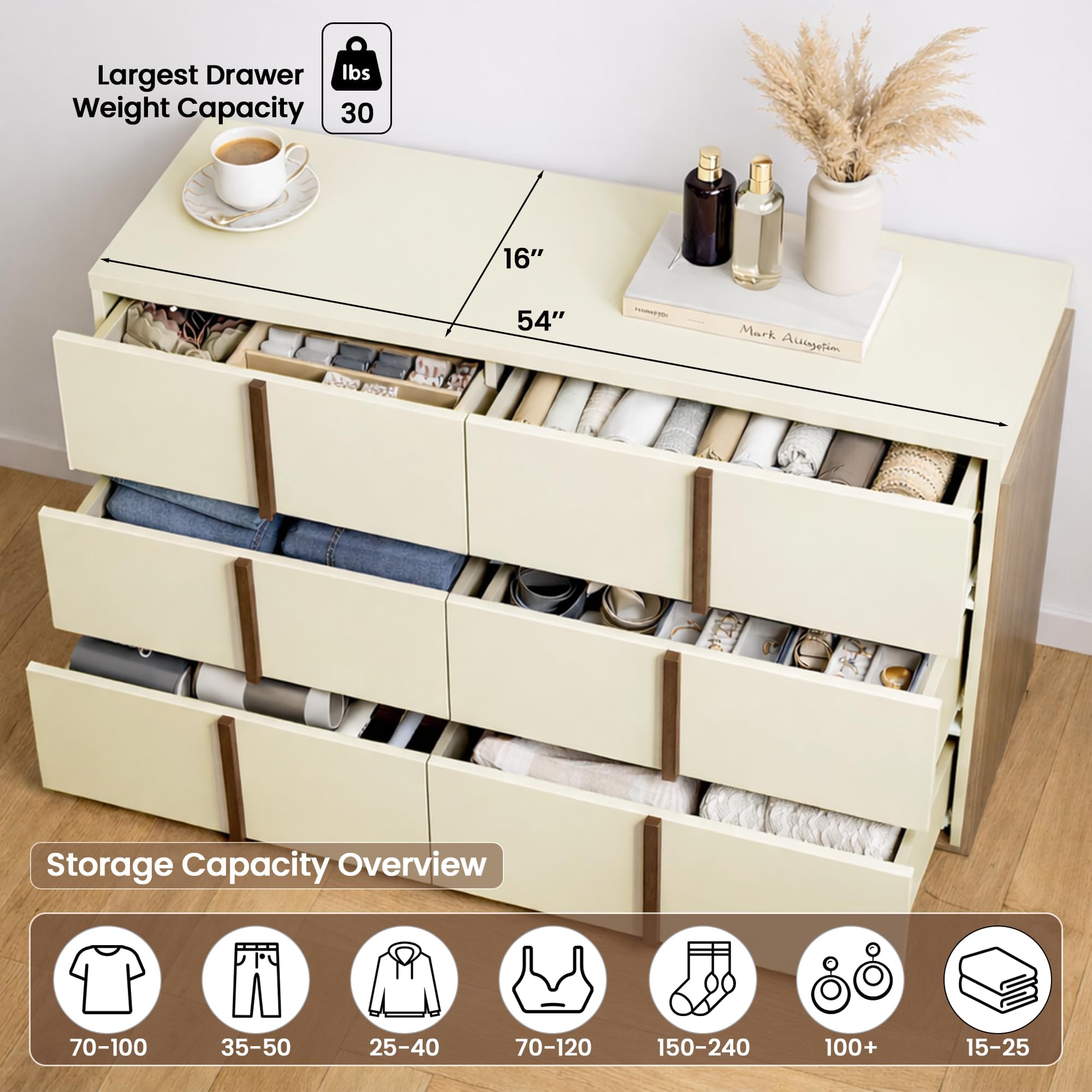 3-Piece Bedroom Set with 6-Drawer Dresser & 2 Nightstands