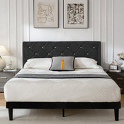 DUMGTIF Full Size Platform Bed Frame with Velvet Headboard
