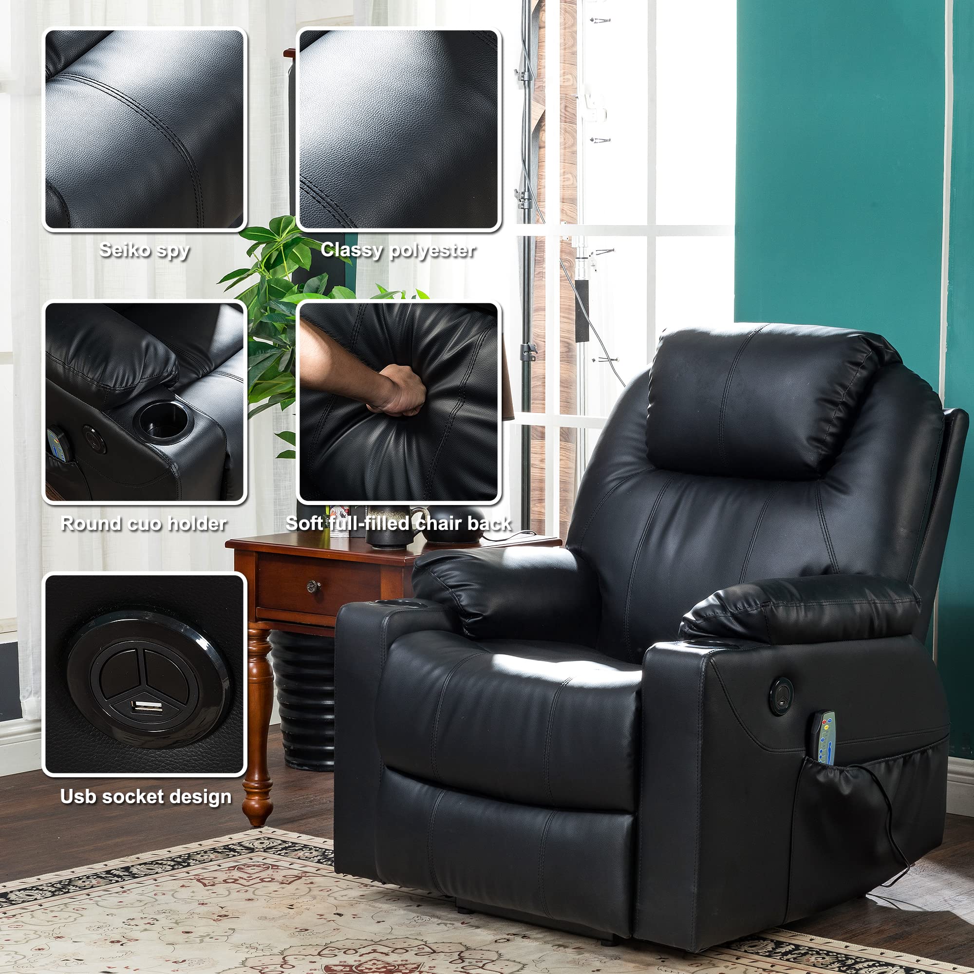 Power Lift Recliner Chair with Heat & Massage