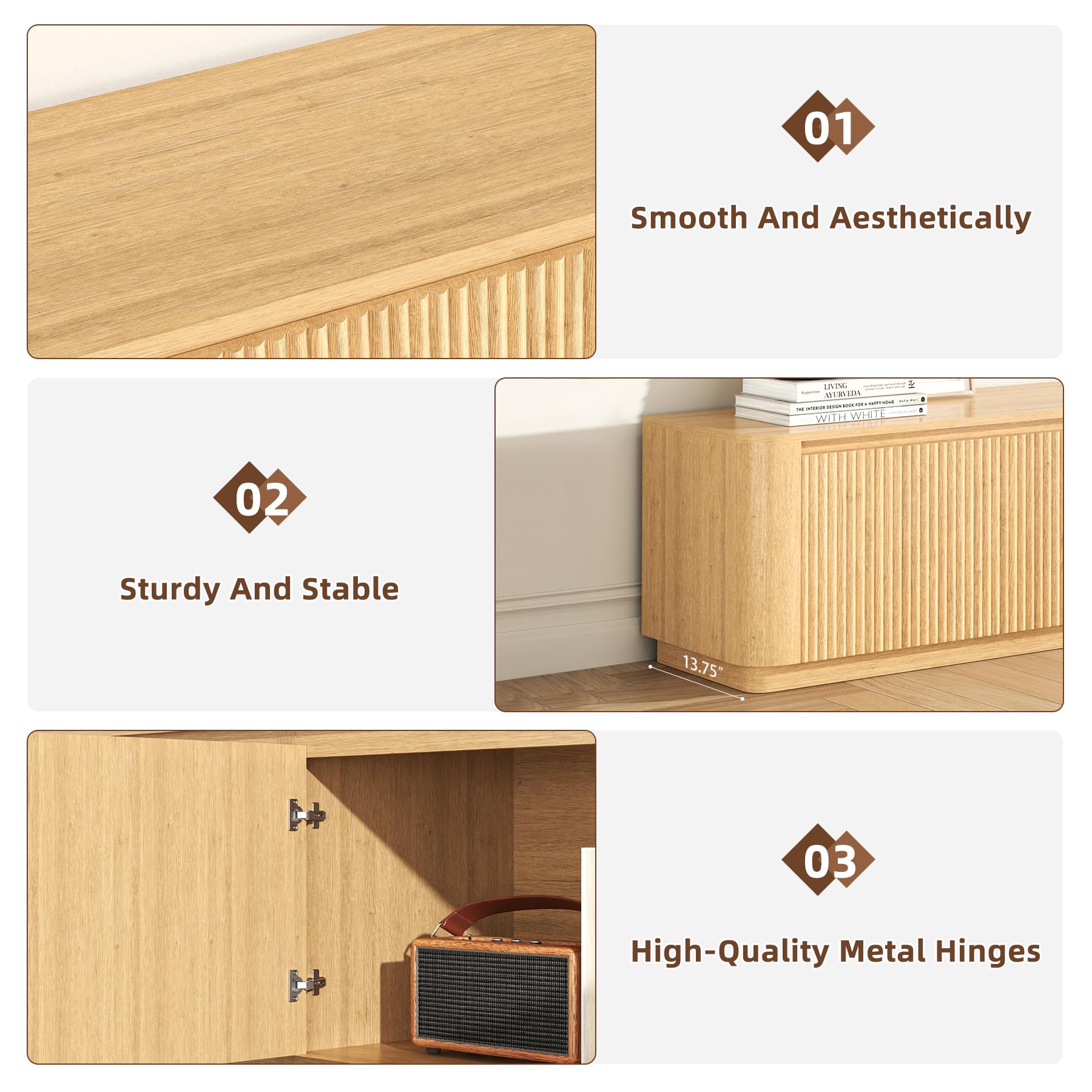 Modular TV Stand with Hidden Storage Cabinet