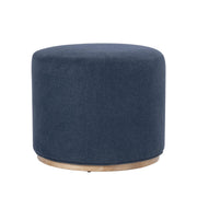 Round Upholstered Ottoman with Wood Base