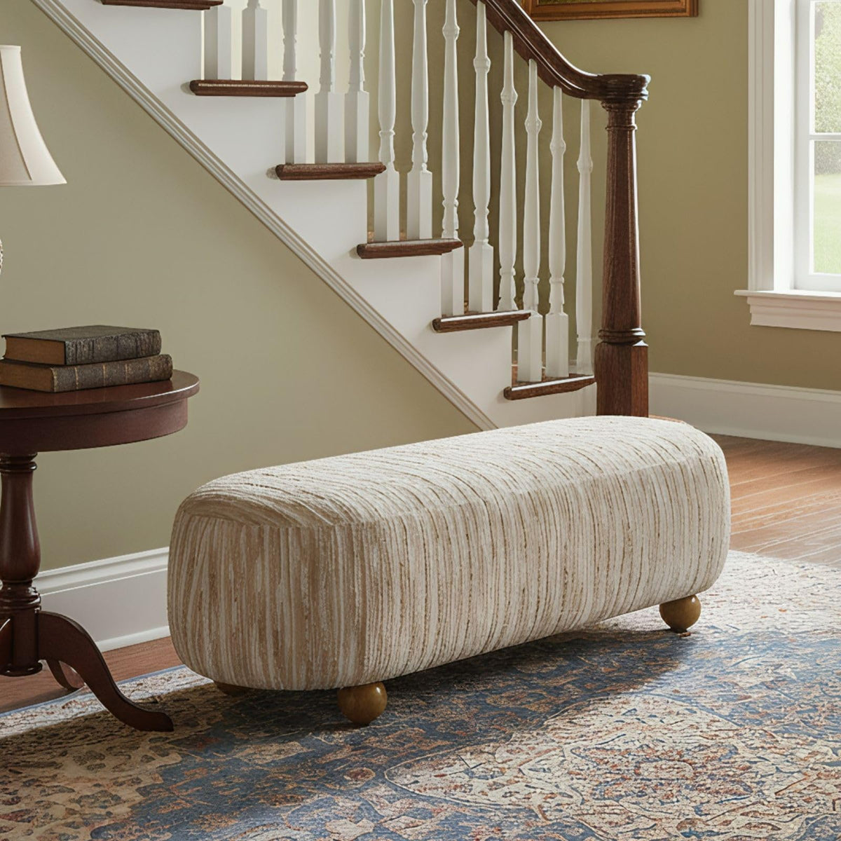 Oatmeal Linen Upholstered Bench