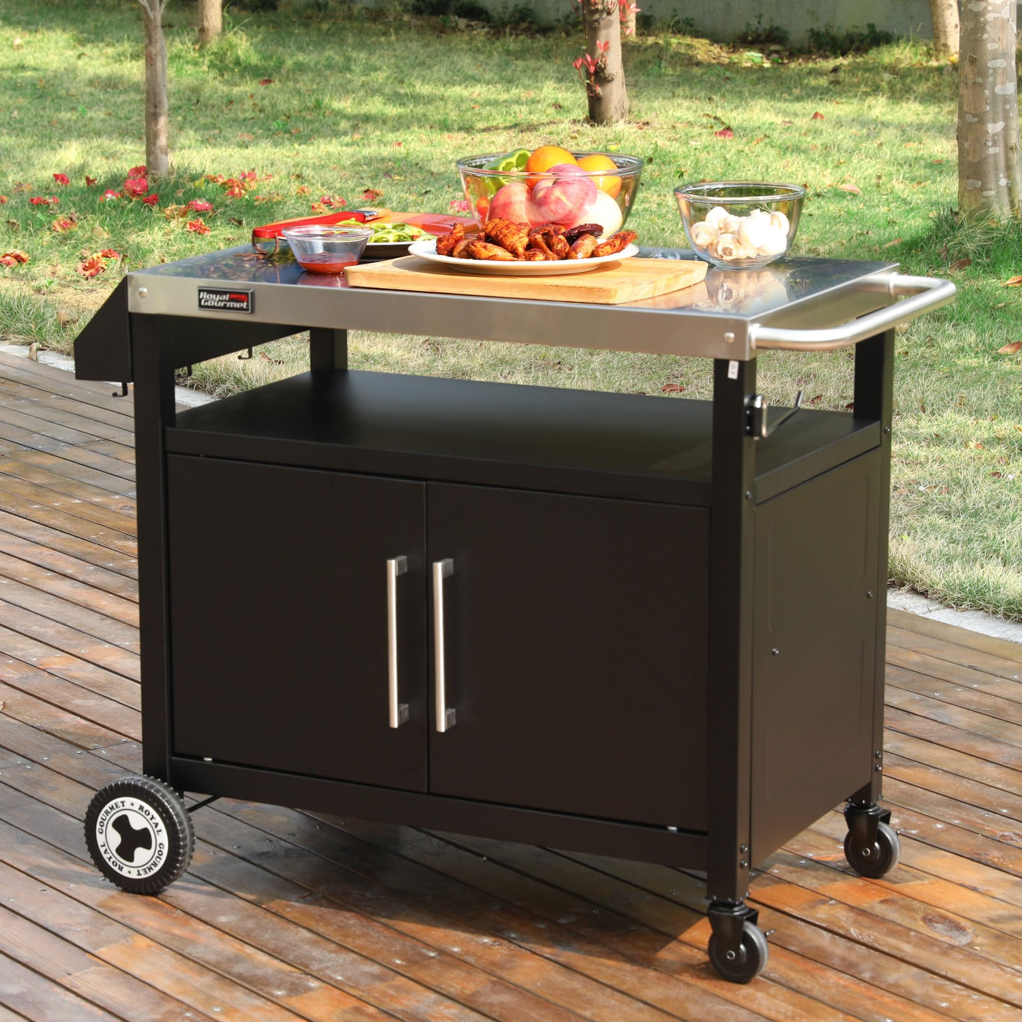 Outdoor Grill Cart with Storage Cabinet