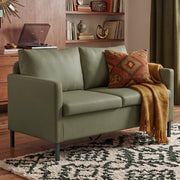 Green Faux Leather Loveseat