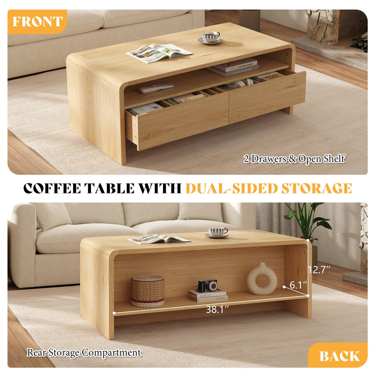 3-Piece Coffee Table Set with Drawers