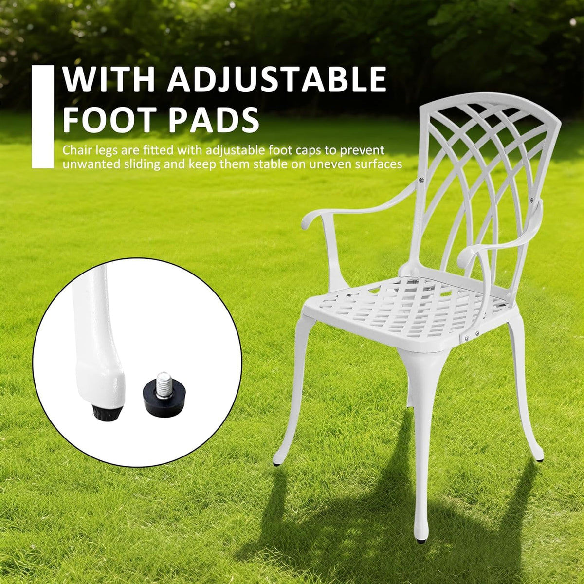 Withniture 3 Piece Outdoor Bistro Set,Patio Table and Chairs Set of 2,White