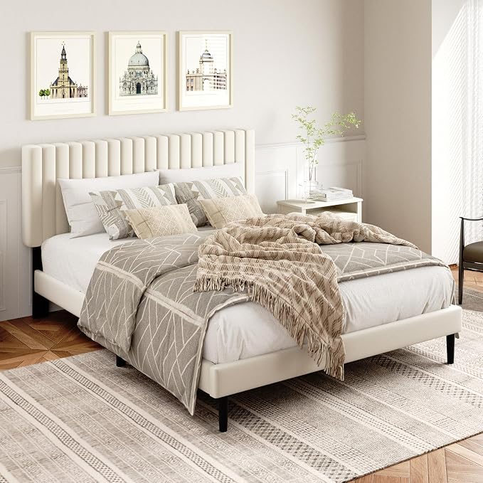 Queen Velvet Platform Bed Frame