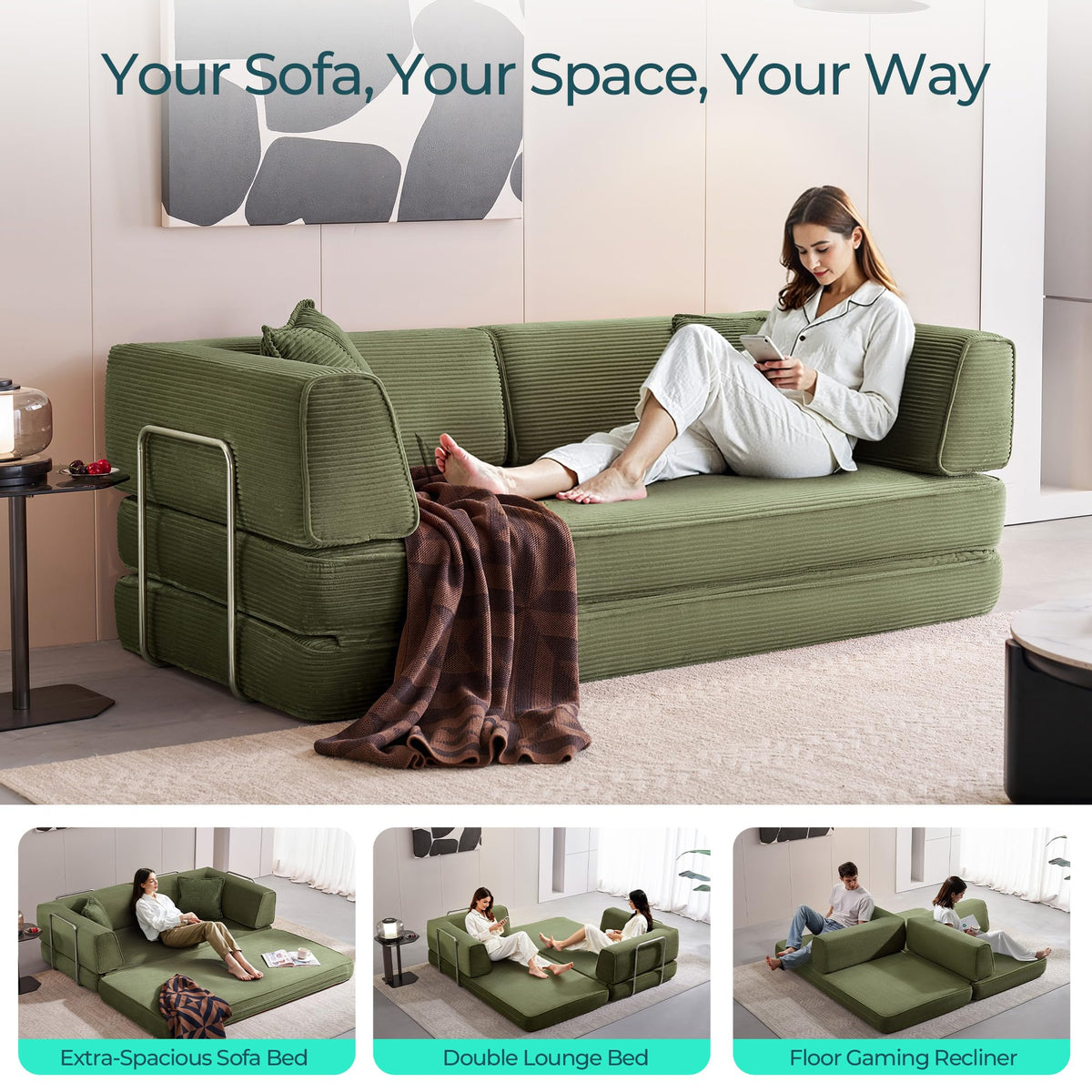 Corduroy Convertible Sofa Bed
