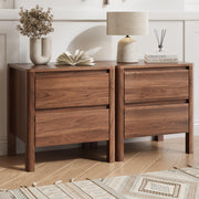Walnut 2-Drawer Nightstands, Set of 2
