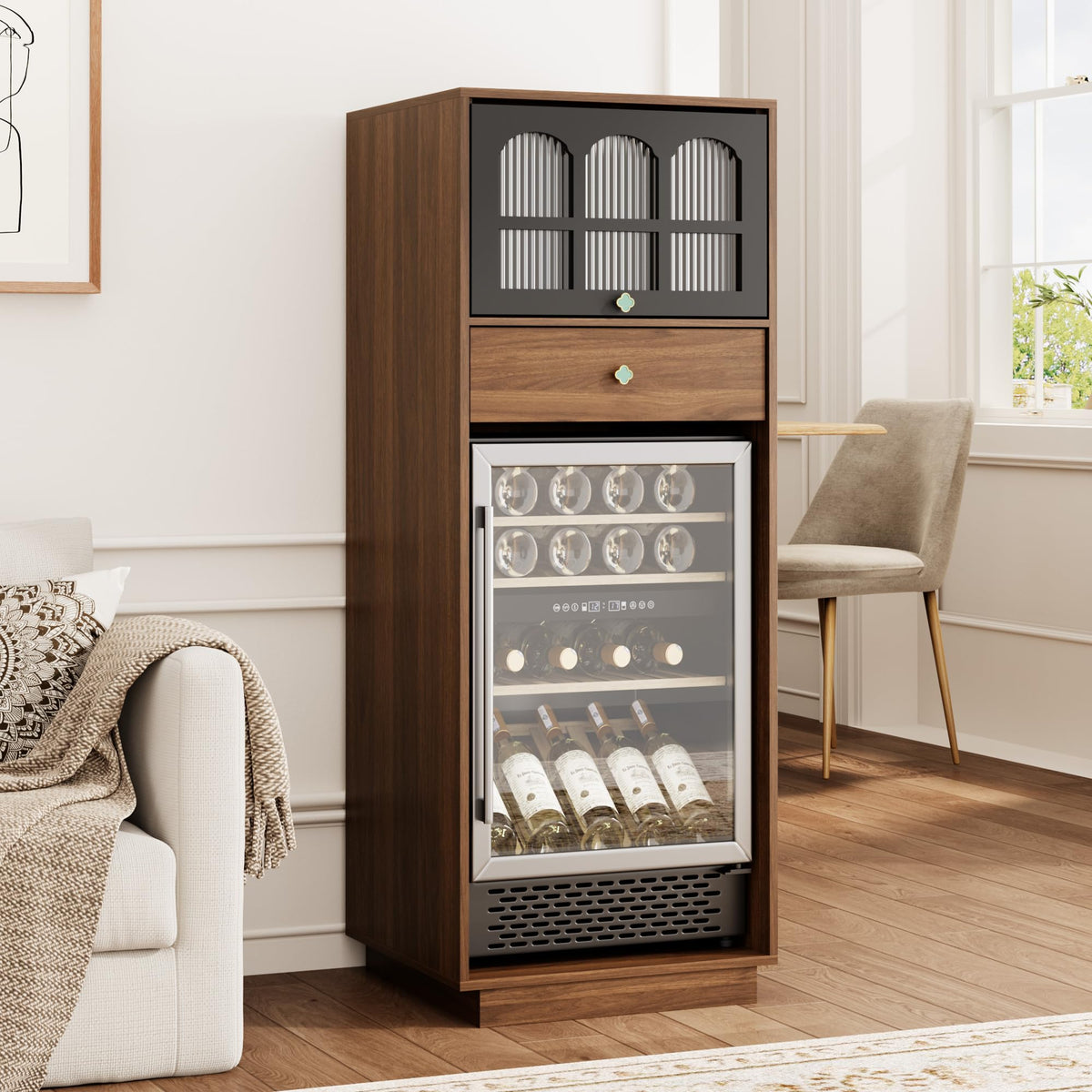Bar Cabinet with Mini Fridge Space
