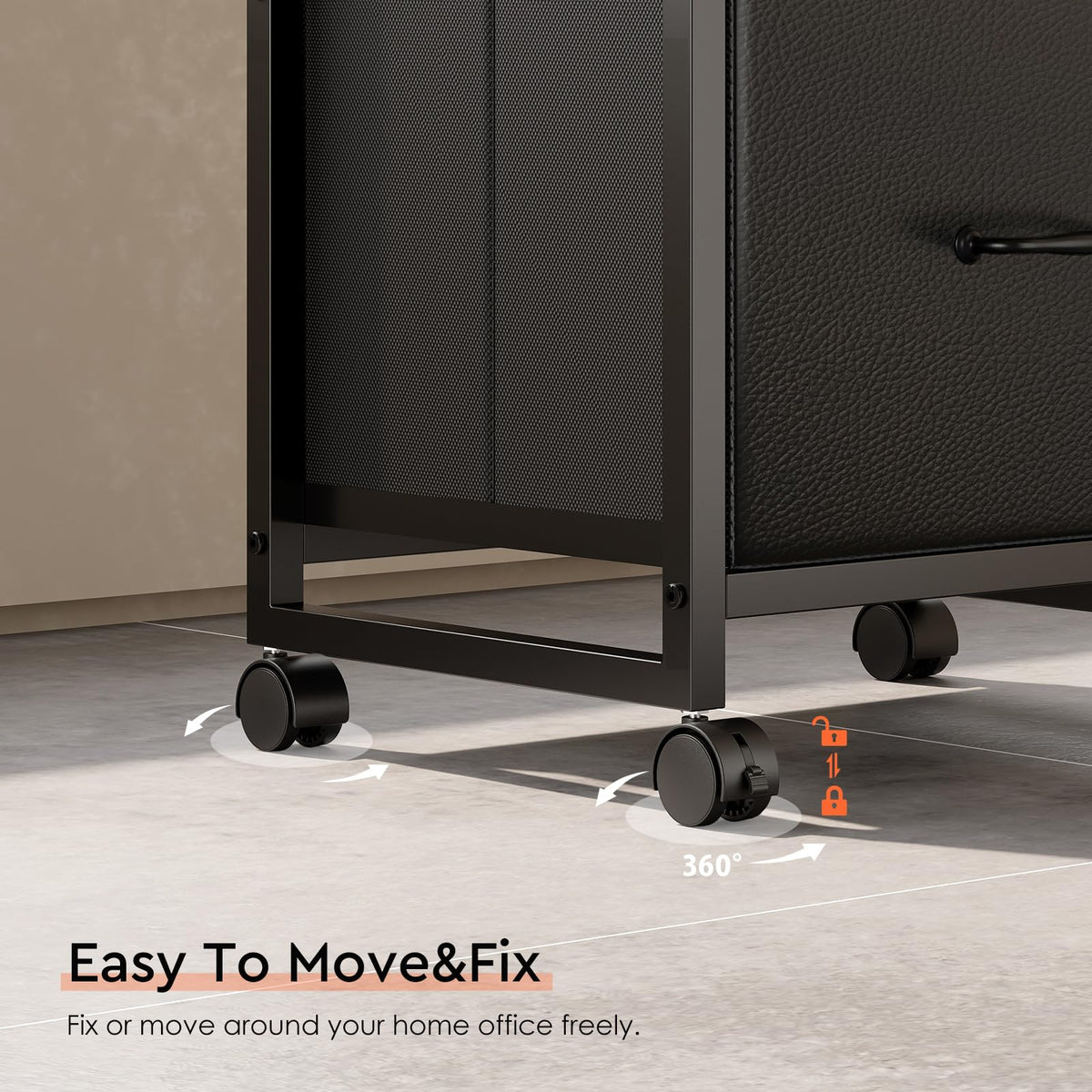 Maihail 3 Drawer Mobile File Cabinet on Wheels Fits A4 Size for Home Office