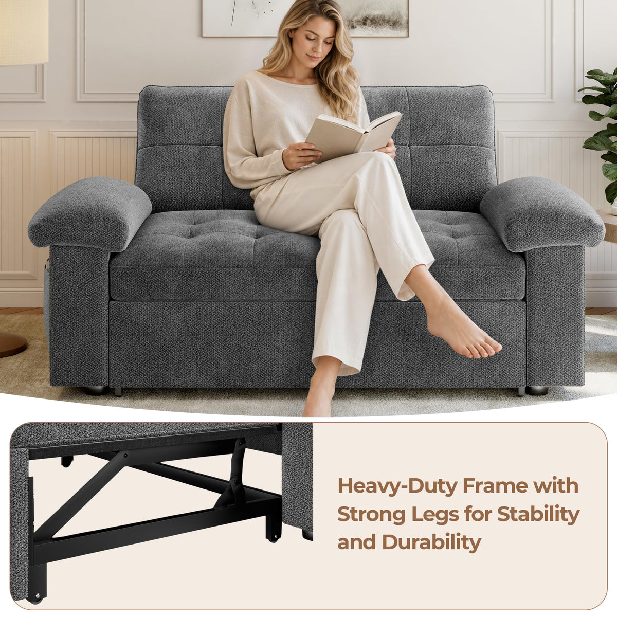 Chenille Loveseat Sleeper Sofa