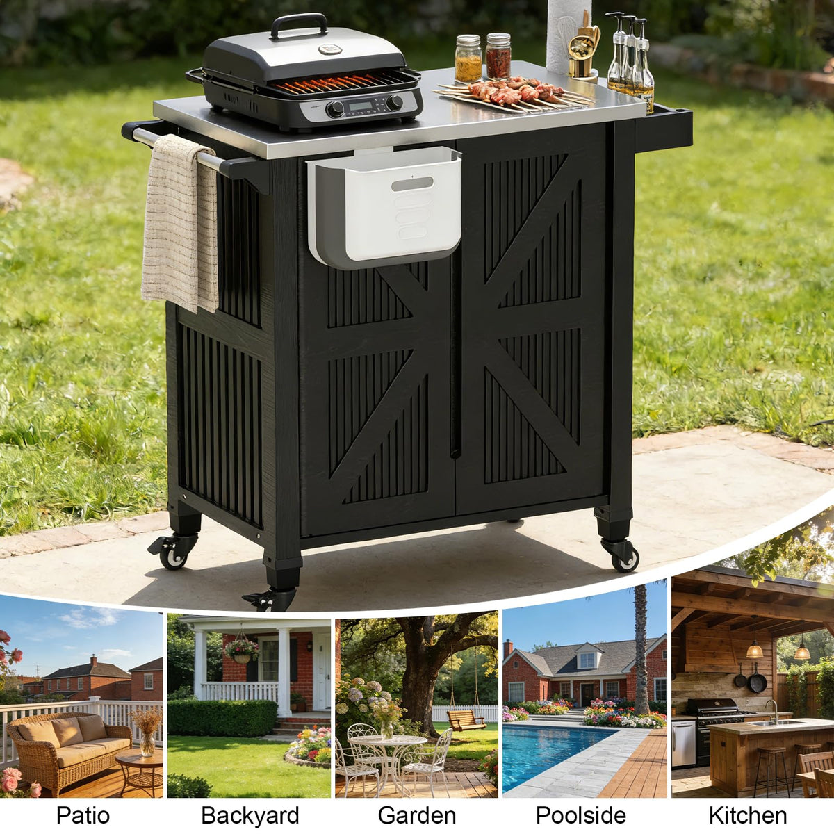 Outdoor Grill Cart with Stainless Steel Top