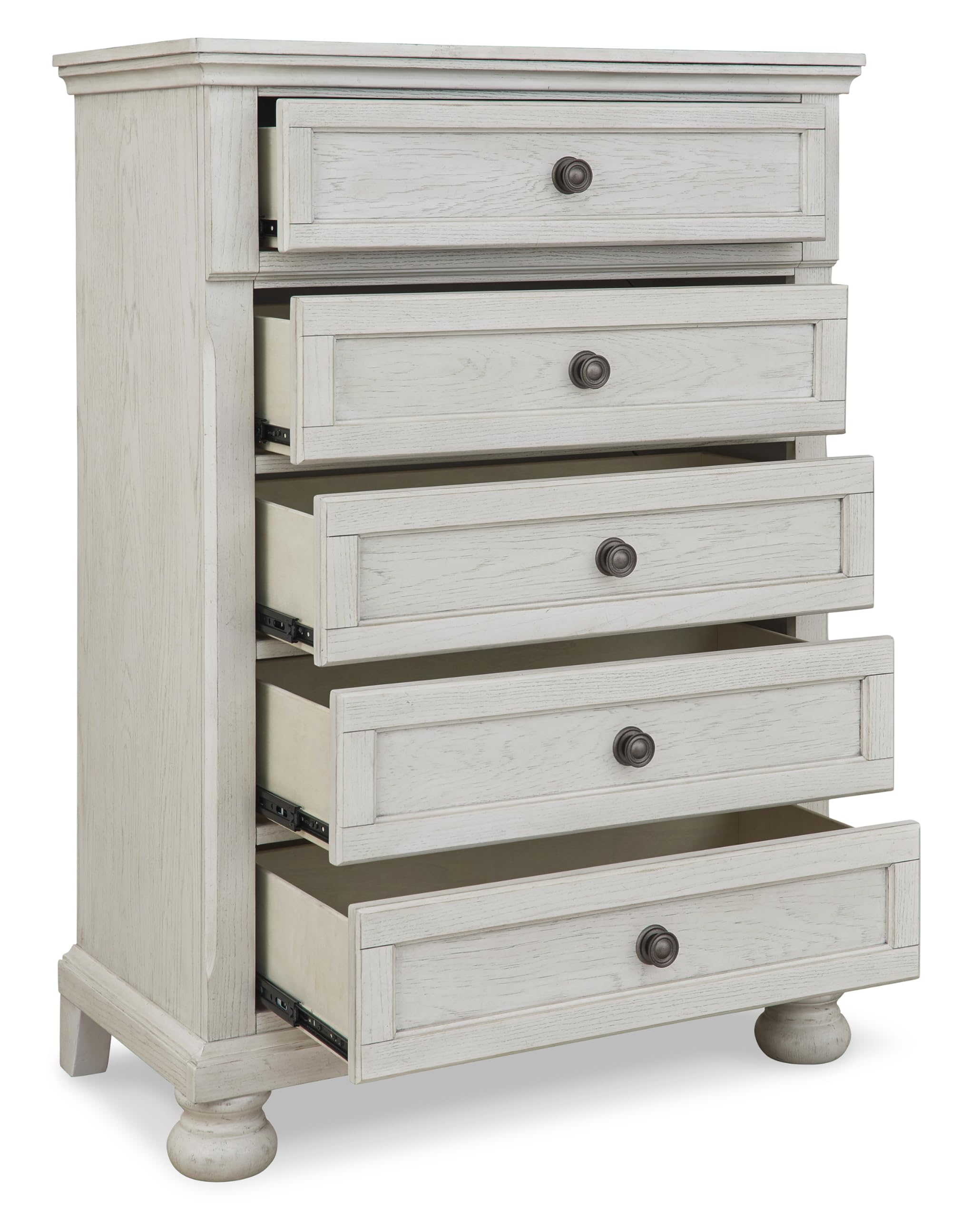 Signature Design by Ashley Robbinsdale Casual 5 Drawer Chest with Felt-Lined Upper Drawer, White