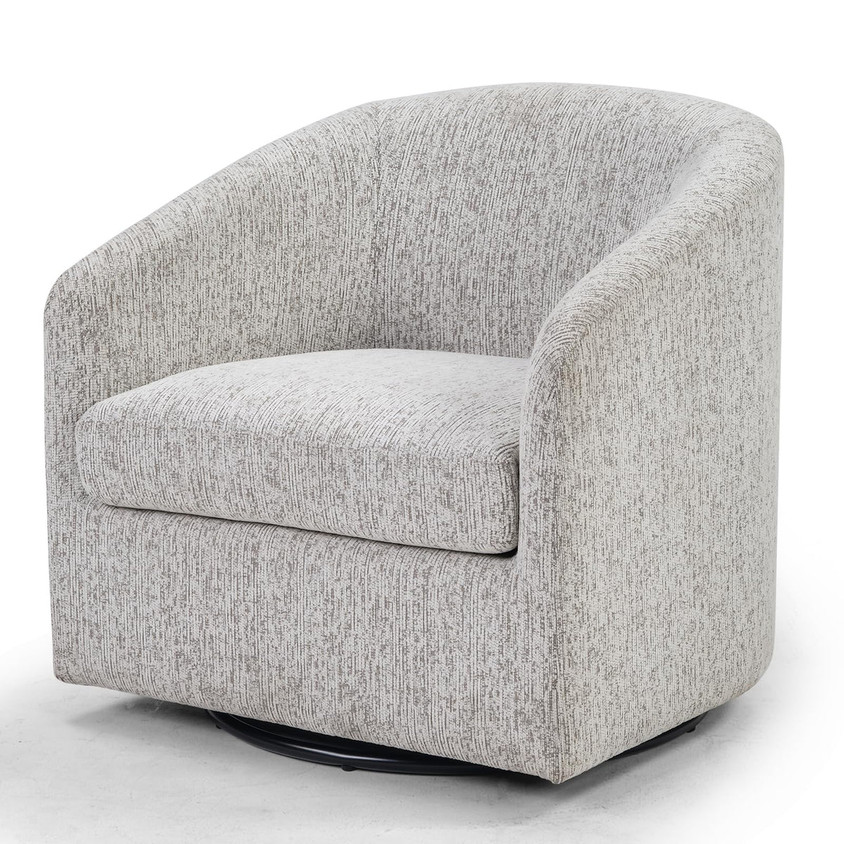 Chenille Swivel Barrel Chair