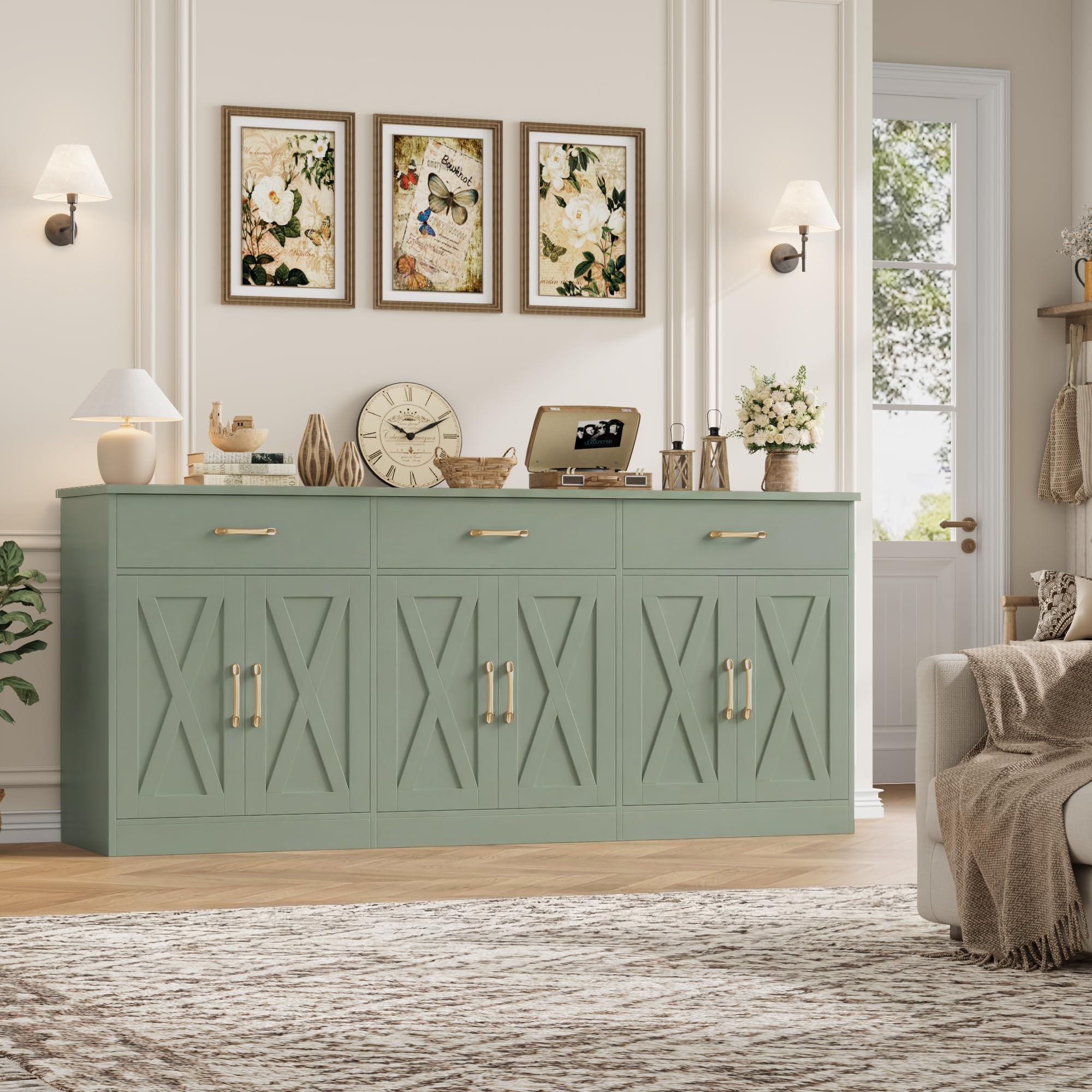 71" Farmhouse Sideboard Buffet Cabinet with Storage