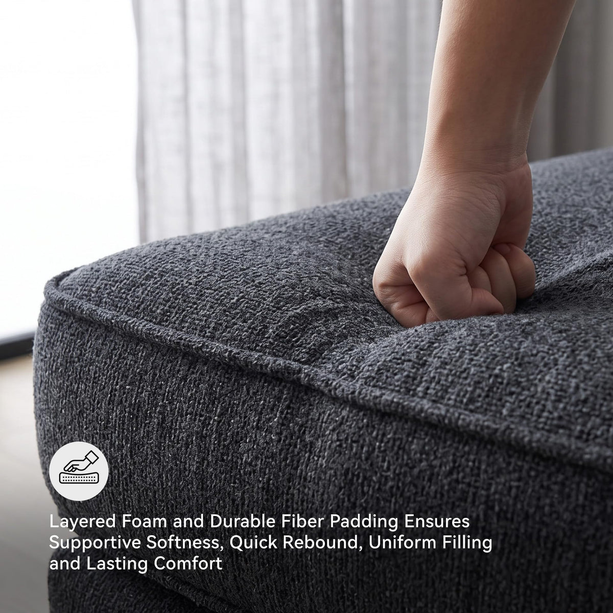 Rectangular Chenille Ottoman