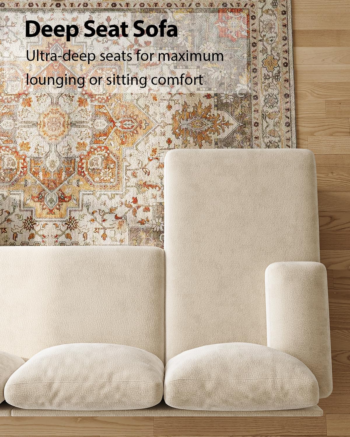 TROMIRY U-Shaped Sectional Couches for Living Room | 112 Inch Modern Sectional Couch | Warm White Chenille Sofa with Double Chaise for Apartment